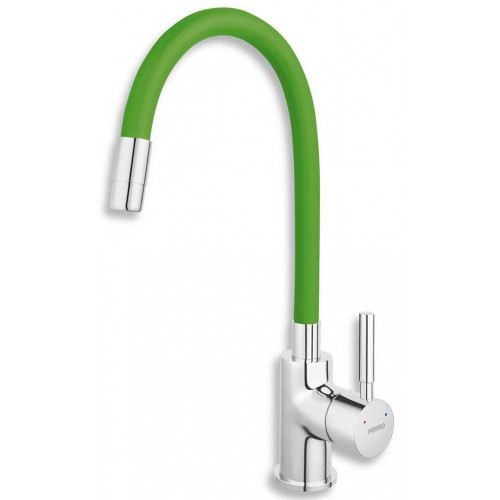 FERRO ZUMBA álló mosogató csaptelep flexibilis kifolyócsővel, zöld/króm BZA4G