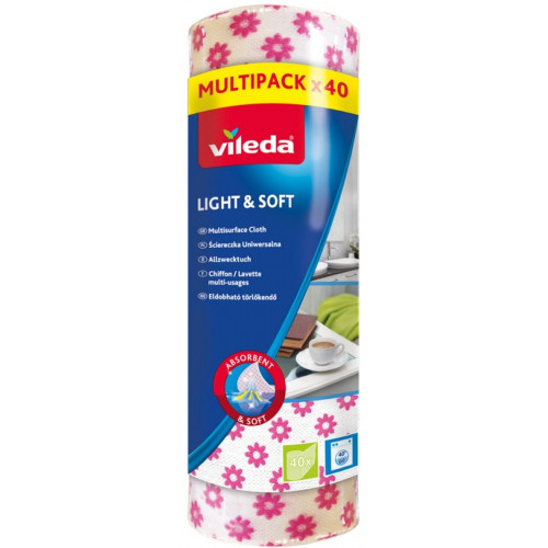 VILEDA Light & Soft Univerzális, eldobható törlőkendő, 40 db 150540