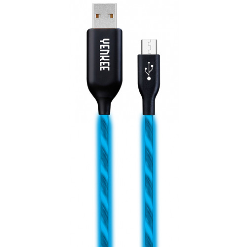 YENKEE YCU 231 kábel USB A 2.0 / micro USB 1m blue LED 35052175