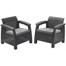 ALLIBERT CORFU DUO SET műrattan kerti fotel, 2 db, grafit/hűvös szürke 223175 (17197993)