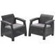 ALLIBERT CORFU DUO SET műrattan kerti fotel, 2 db, grafit/hűvös szürke 223175 (17197993)