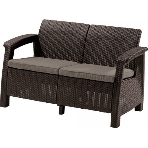 ALLIBERT CORFU LOVE SEAT műrattan kerti 2 üléses kanapé, barna 223214 (17197359)