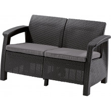 ALLIBERT CORFU LOVE SEAT műrattan kerti 2 üléses kanapé, grafit 223233 (17197359)