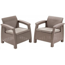 ALLIBERT CORFU DUO SET műrattan kerti fotel, 2 db, capuccino/homok 227643 (17197993)