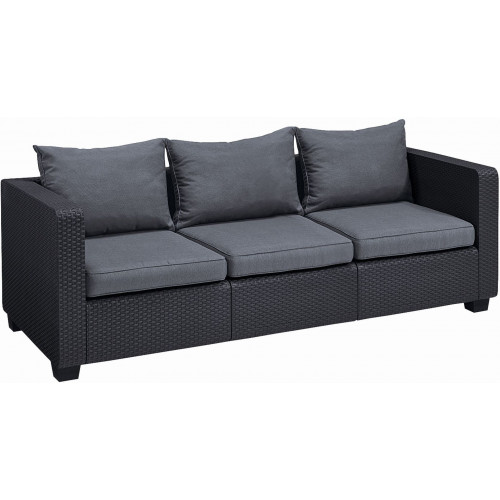 CURVER SALTA Műrattan 3 személyes kanapé, 200,5 x 84 x 65,5 cm, grafit/szürke 235294