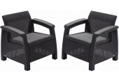 ALLIBERT CORFU DUO SET műrattan kerti fotel, 2 db, grafit/hűvös szürke 258976 (17197993)