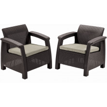 ALLIBERT CORFU DUO SET Műrattan kerti fotel, 2 db, barna/bézs 258944 (17197993)