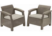 ALLIBERT CORFU DUO SET műrattan kerti fotel, 2 db, capuccino/bézs 258977 (17197993)