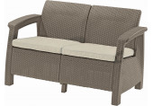 KETER CORFU LOVE SEAT műrattan kerti 2 üléses kanapé, cappuccino 258974 (17197359)