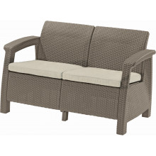 ALLIBERT CORFU LOVE SEAT műrattan kerti 2 üléses kanapé, cappuccino 258974 (17197359)