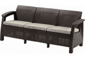 KETER CORFU LOVE SEAT műrattan kerti 3 üléses kanapé, barna 258947 (17197959)