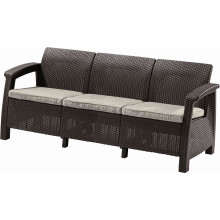 ALLIBERT CORFU LOVE SEAT műrattan kerti 3 üléses kanapé, barna 258947 (17197959)