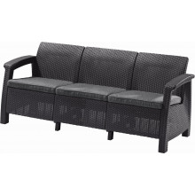 ALLIBERT CORFU LOVE SEAT műrattan kerti 3 üléses kanapé, grafit 223211 (17197959)