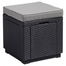 ALLIBERT CUBE műrattan ülőke párnával, grafit/hűvös szürke 213785 (17192157)