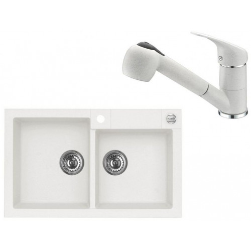 ALVEUS ROCK 90 gránit mosogató szett 780x480 mm + AM 20 csaptelep, fehér ALVEUS ROCK 90 gránit mosogató szett 780x480 mm + AM 20 csaptelep, fehér