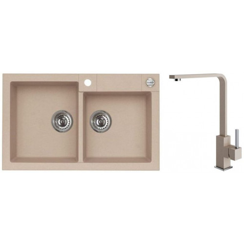 ALVEUS ROCK 90 gránit mosogató szett 780x480 mm + AFRA csaptelep, bézs