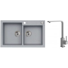 ALVEUS ROCK 90 gránit mosogató szett 780x480 mm + AFRA csaptelep, beton