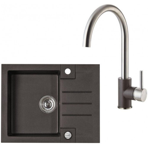 ALVEUS ROCK 30 gránit mosogató szett 595x475 mm + ELZA csaptelep, chocolate 03 ALVEUS ROCK 30 gránit mosogató szett 595x475 mm + ELZA csaptelep, chocolate 03