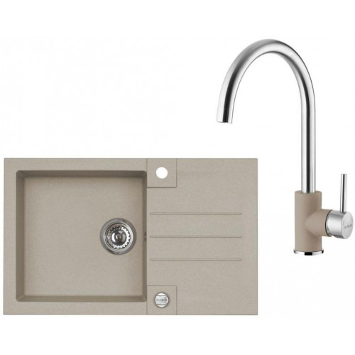 ALVEUS ROCK 130 gránit mosogató szett 780x480 mm + ELZA csaptelep, pebble 02