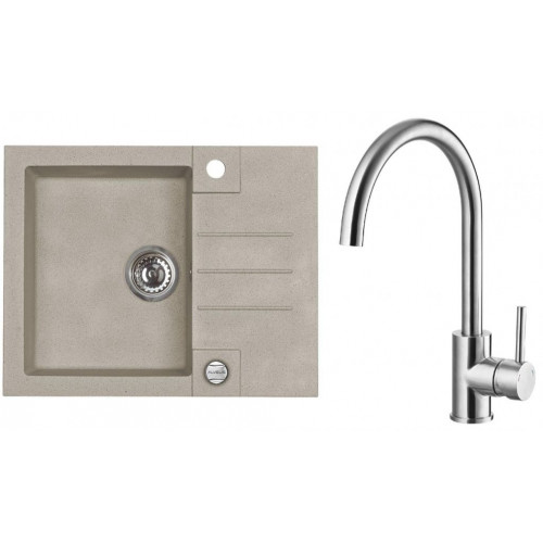 ALVEUS ROCK 30 gránit mosogató szett 595x475 mm + ELZA csaptelep, pebble 02 + acél ALVEUS ROCK 30 gránit mosogató szett 595x475 mm + ELZA csaptelep, pebble 02 + acél