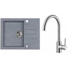 ALVEUS ROCK 30 gránit mosogató szett 595x475 mm + ELZA csaptelep, steel 04 + acél