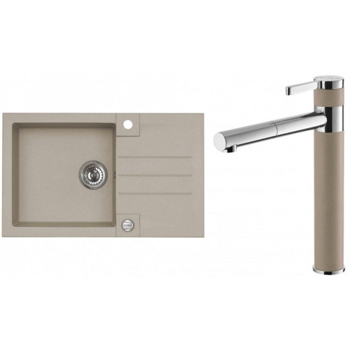 ALVEUS ROCK 130 gránit mosogató szett 780x480 mm + ZINA csaptelep, pebble 02