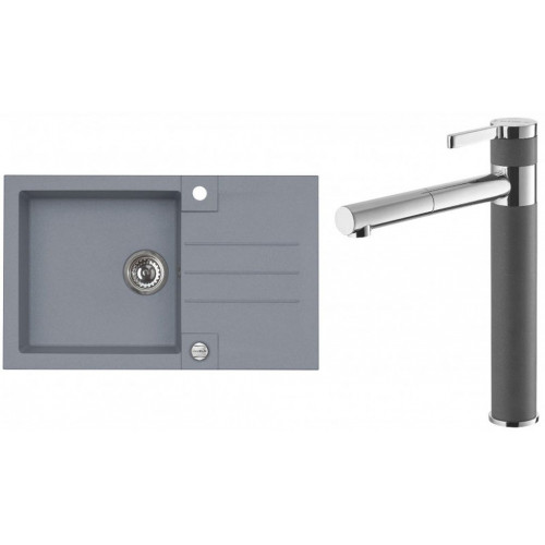 ALVEUS ROCK 130 gránit mosogató szett 780x480 mm + ZINA csaptelep, steel 04