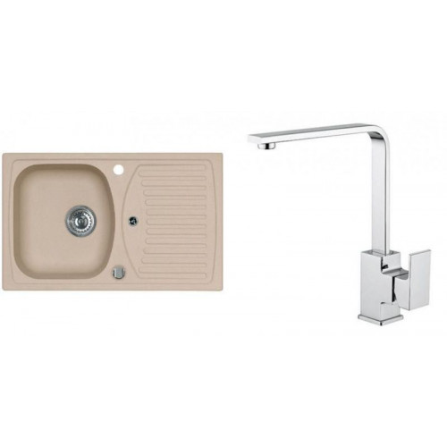 ALVEUS RECORD 30 gránit mosogató szett 780x480 mm + RENO csaptelep, bézs ALVEUS RECORD 30 gránit mosogató szett 780x480 mm + RENO csaptelep, bézs