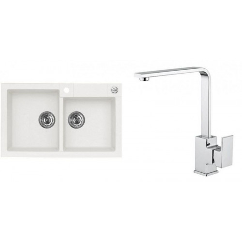 ALVEUS ROCK 90 gránit mosogató szett 780x480 mm + RENO csaptelep, fehér ALVEUS ROCK 90 gránit mosogató szett 780x480 mm + RENO csaptelep, fehér