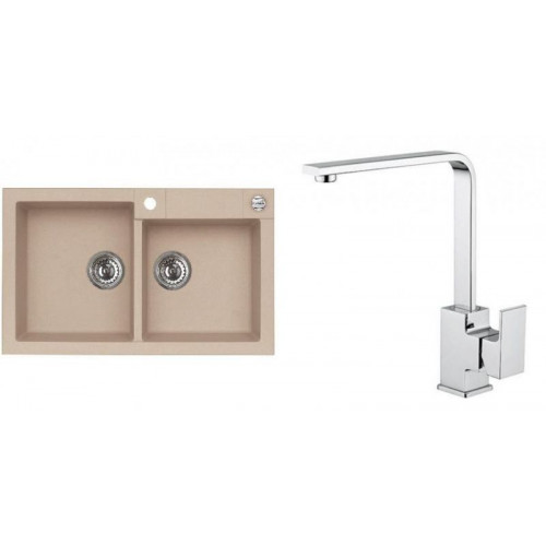 ALVEUS ROCK 90 gránit mosogató szett 780x480 mm + RENO csaptelep, bézs ALVEUS ROCK 90 gránit mosogató szett 780x480 mm + RENO csaptelep, bézs