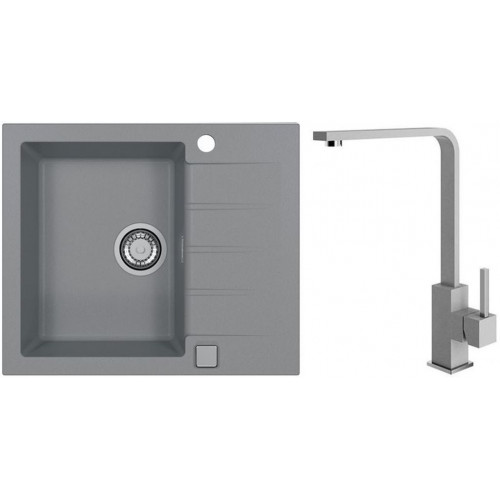 ALVEUS CADIT 10 gránit mosogató szett 590x500 mm + AFRA csaptelep, beton