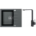 ALVEUS CADIT 10 gránit mosogató szett 590x500 mm + AFRA csaptelep, fekete