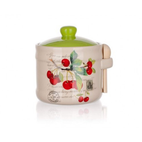 BANQUET Cherry kerámia fűszertartó kiskanállal, 400 ml 60ZF1099CH BANQUET Cherry kerámia fűszertartó kiskanállal, 400 ml 60ZF1099CH