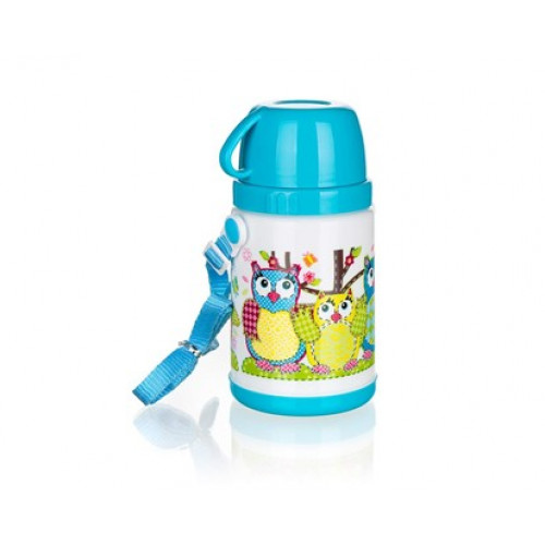 BANQUET Owls műanyag termokulacs, kék, 320 ml 12638000B