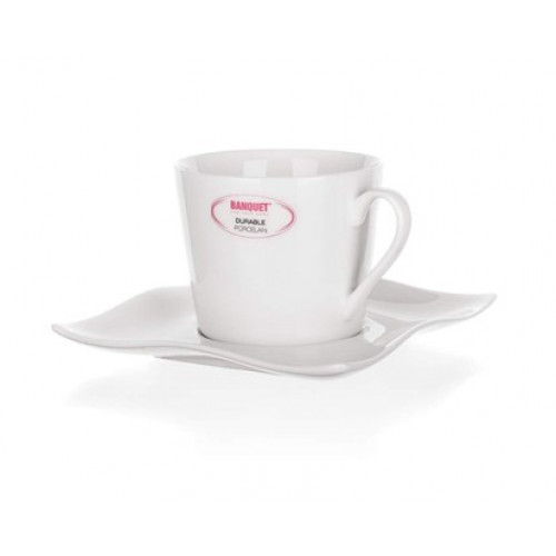BANQUET La Plaza porceláncsésze alátéttel, fehér, 200 ml 604112103022 BANQUET La Plaza porceláncsésze alátéttel, fehér, 200 ml 604112103022