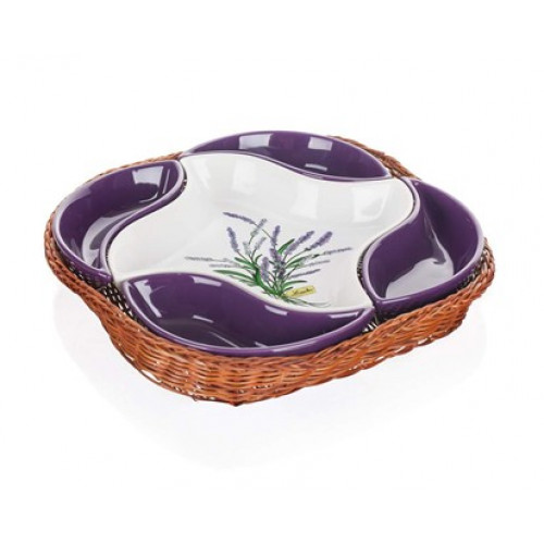 BANQUET Lavender kerámia kínálótál kosárban, 28 cm 601512LAV