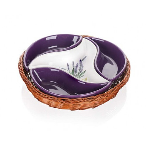 BANQUET Lavender kerámia kínálótál kosárban, 23 cm 601556LAV BANQUET Lavender kerámia kínálótál kosárban, 23 cm 601556LAV