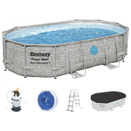 BESTWAY Power Steel Swim Vista fémvázas medence szett, 488 x 305 x 107 cm 56946