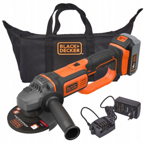 Black & Decker BCG720M1-QW Akkus sarokcsiszoló (125mm/18V/1x4,0Ah) Táska
