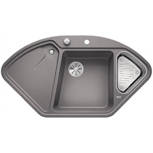BLANCO DELTA II szilgránit mosogató dugókiemelővel, gyümölcsmosóval, alumetál 523658
