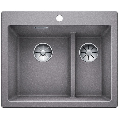 BLANCO PLEON 6 Split InFino szilgránit mosogató dugókiemelővel, alumetál 523698