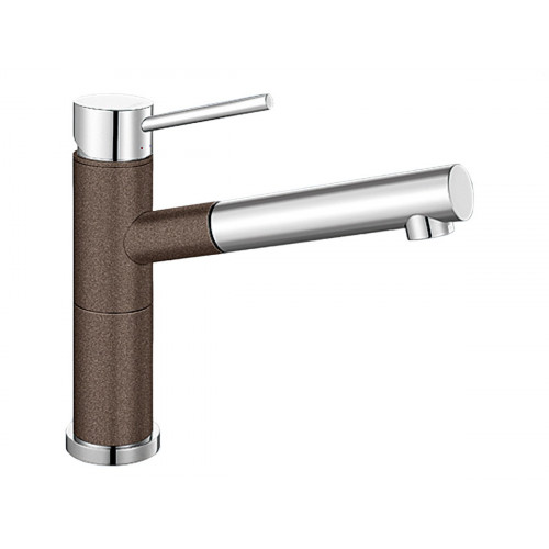 BLANCO ALTA-S Compact szilgránit kihúzhatófejes mosogató csaptelep, króm/kávé 515334