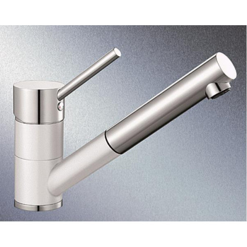 BLANCO ANTAS-S Ceramic-Look kihúzhatófejes mosogatócsap, króm/fényes kristályfehér 516069