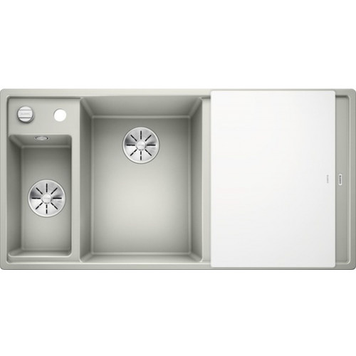 BLANCO Axia III 6 S InFino mosogató Silgranit, fehér üveg vágólap, gyöngyszürke 524656