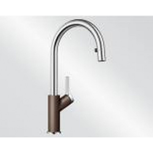 BLANCO CARENA-S Vario Silgranit-Look kihúzhatófejes mosogatócsap, króm/kávé 521378