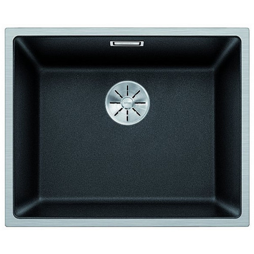 BLANCO SUBLINE 500-IF SteelFrame InFino szilgránit mosogató dugókiemelővel, fekete 525998