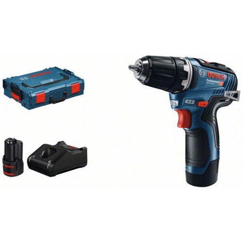 BOSCH GSR 12V-35 Akkus fúró-csavarozó szénkefementes (2x12V/3.0Ah) L-boxxban, 06019H8002