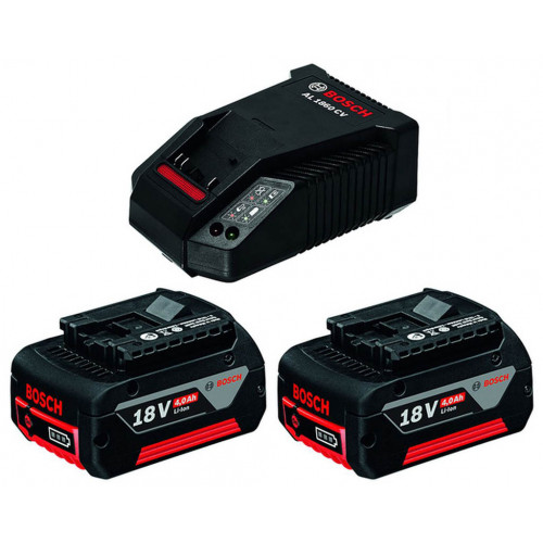 BOSCH Akkumulátor szett 2× GBA 18V 4.0Ah + AL 1860 CV 1600A002F8