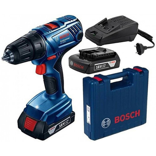 BOSCH GSB 180-LI PROFESSIONAL Akkus ütvefúró-csavarozó (18V/2x2,0Ah) koffer 06019F8307