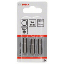 BOSCH Csavarozófej, extra kemény HEX 6, 25 mm 3Db. 2607001728